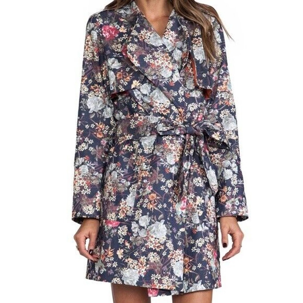 Line & Dot Cafe de Flora Belted Trench Coat Sz XS